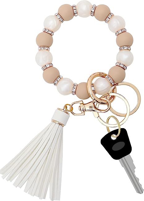 Wholesale Colorful Silicone Bead Tassel Beaded Wrist Keychain